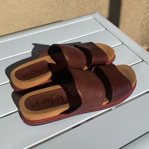 Naya brown perforated leather slip on flat summer shoes size 7M ( European 37.5)